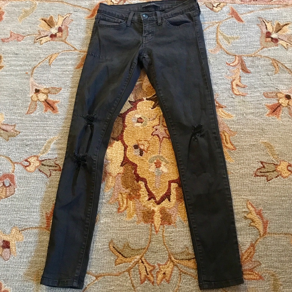 Black mid rise distressed jeans